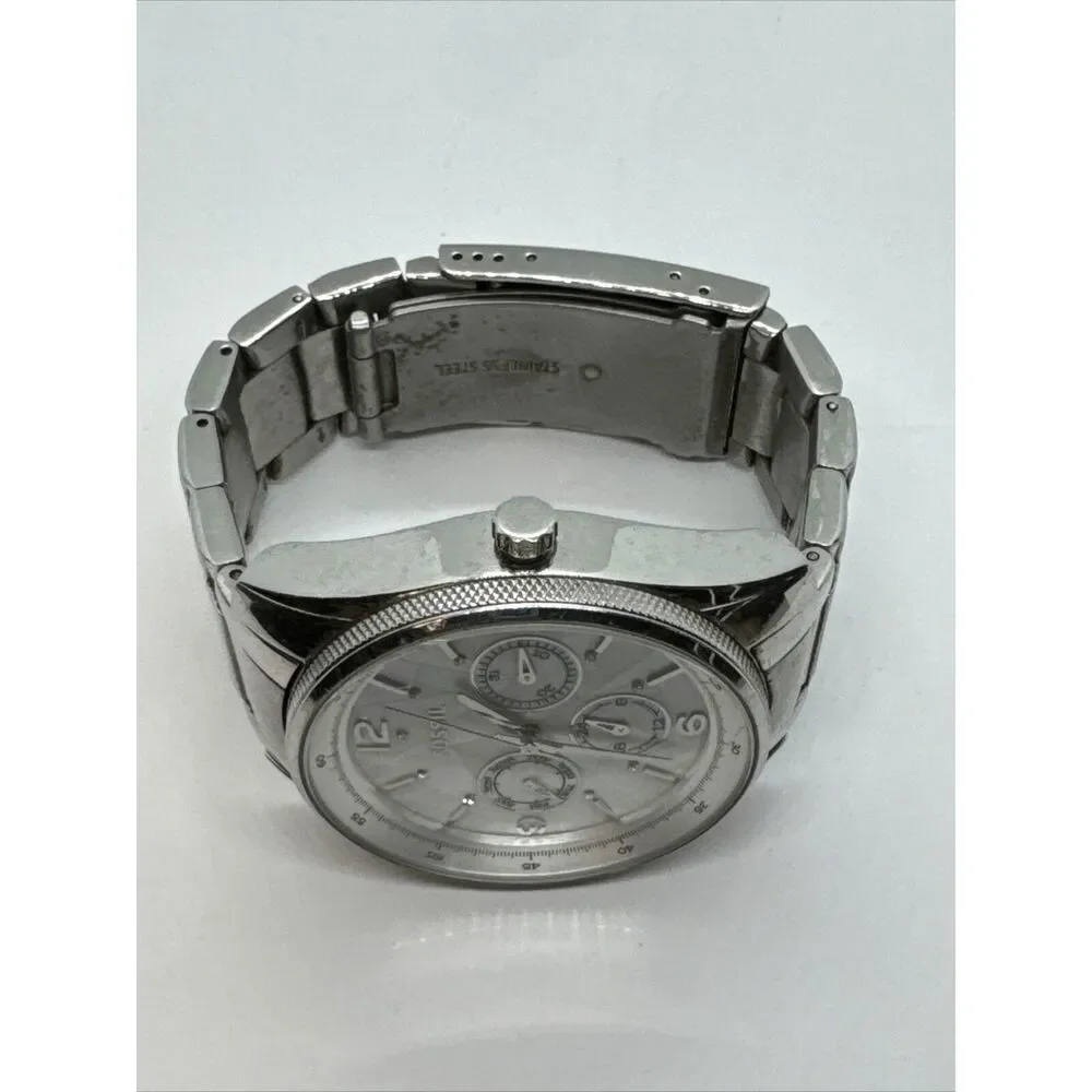 Fossil Justine BQ3102 Men Silver Stainless Steel Analog Dial Wrist Watch JNA338